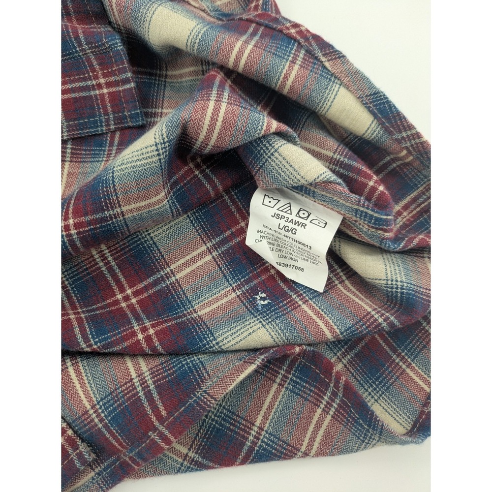 Wrangler Western Plaid Flannel Shirt Men Large Long Sleeve Snap Button Red Beige - Picture 5 of 9